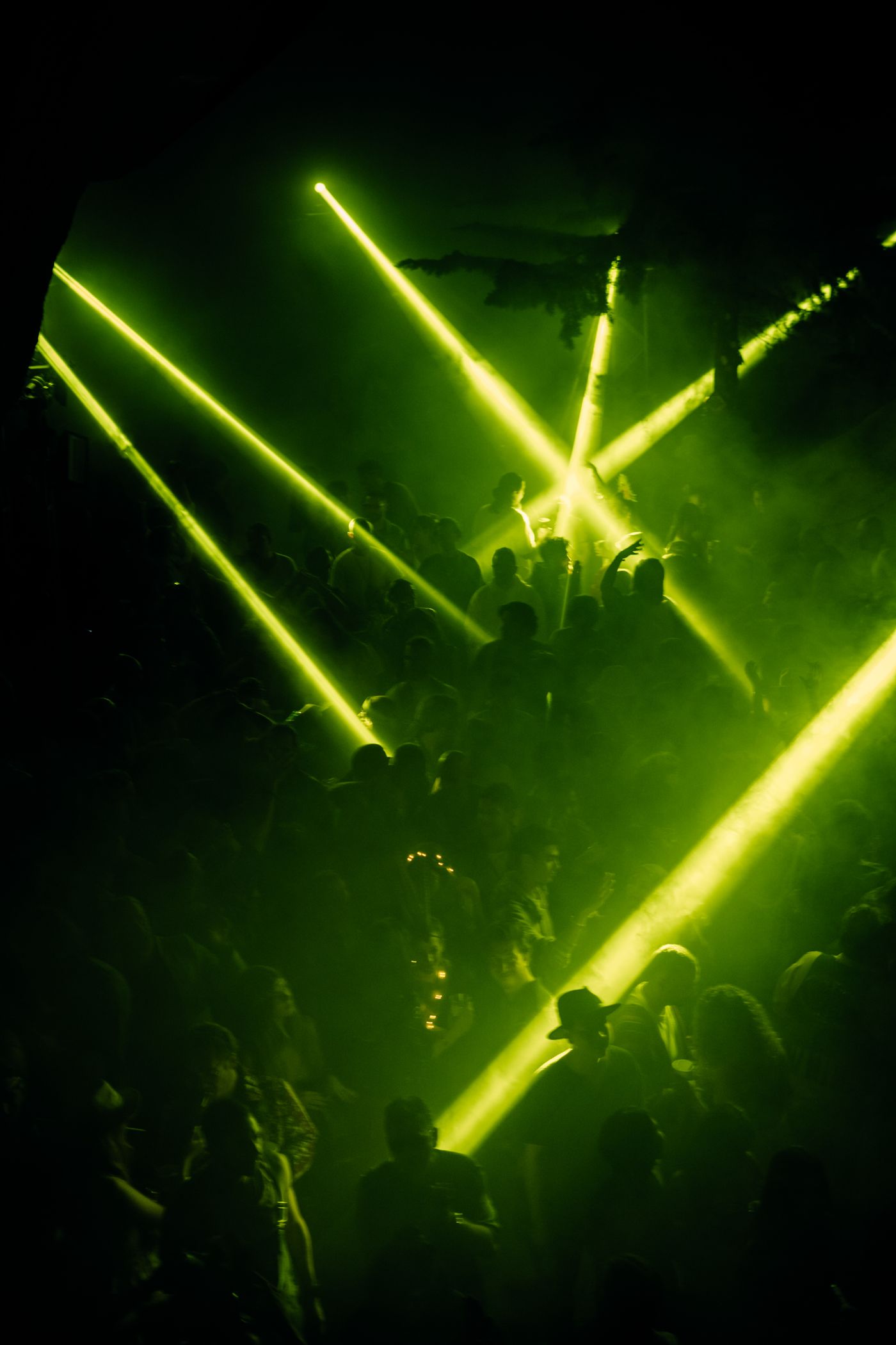 Dance floor under green lasers